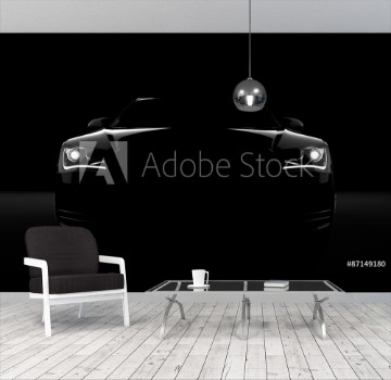 Picture of Computer generated image of a sports car studio setup on a dark background